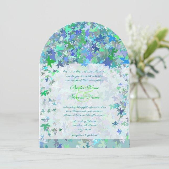 Lime et Leviers Bleues Faire-part de mariage (Debout devant)