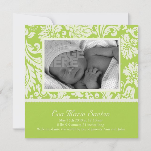 Lime Floral Birth Announcement (Front)