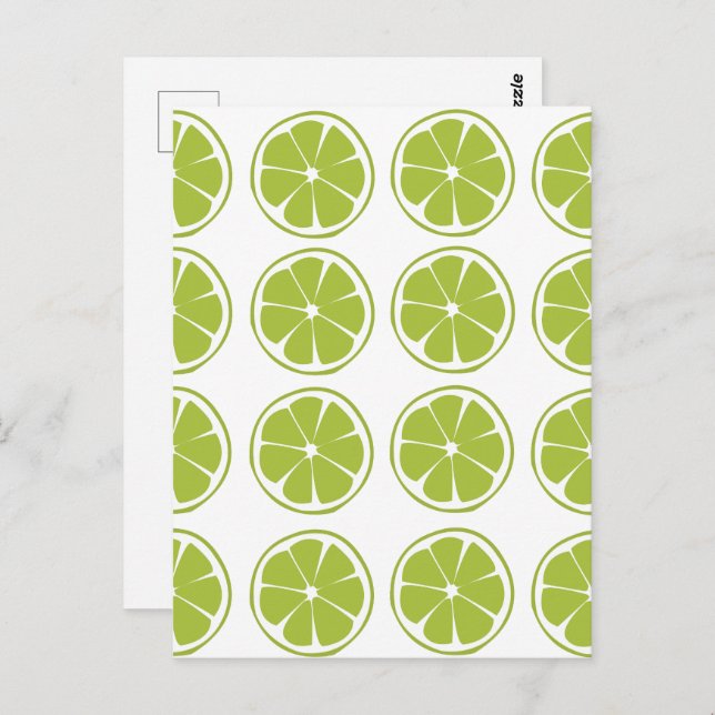 Lime Fruit Green Lime Pattern Postcard (Front/Back)