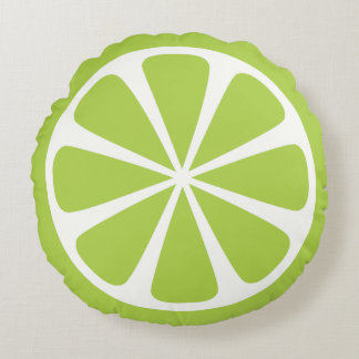 Lime Fruit Slice Green Round Throw Pillow