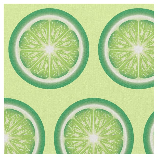 Lime Fruit Slices Pattern Fabric (Close Up)