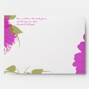 Lime & Fuchsia Gerbers Flowers Wedding Envelopes