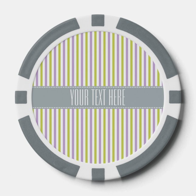Lime & Fuchsia Stripes custom poker chips (Front)