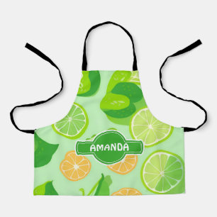 Lime Geometric Colourful Personalized Pattern Apron