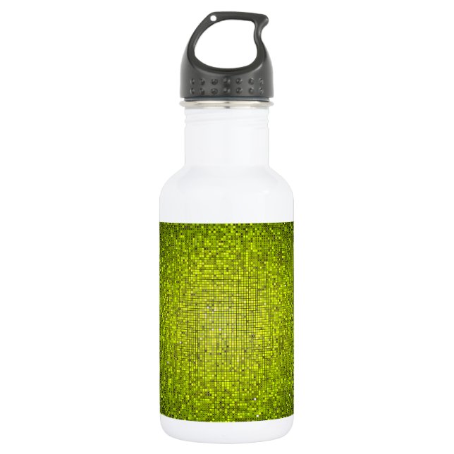 Lime Glitter Sequin Disco 32. oz. 532 Ml Water Bottle (Front)