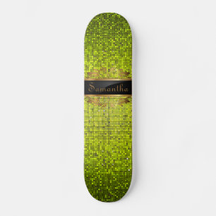 Lime Glitter Sequin Disco Glitz Comp Skateboard