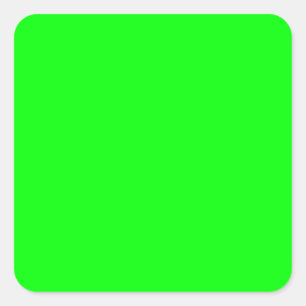 Lime Green 00FF00 Colour, With Option to Add Image Square Sticker