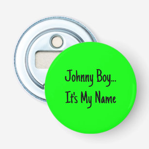 Lime Green 00FF00 Solid Colour Design Button Bottle Opener