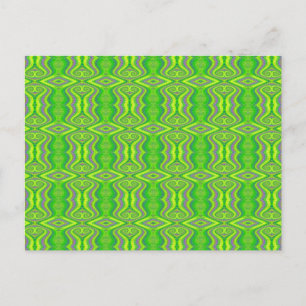 Lime Green 60's Retro Fractal Pattern Postcard