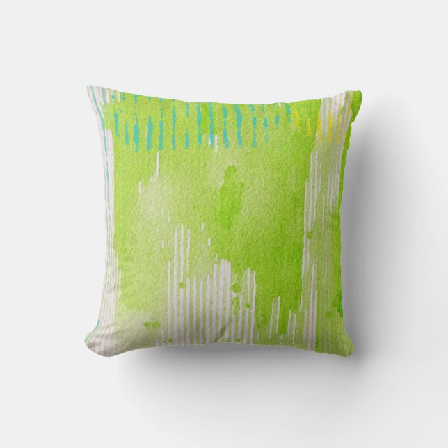 lime green abstract art throw pillow (Front)