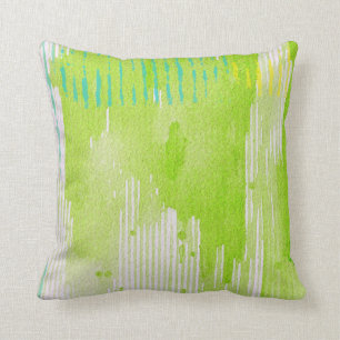 lime green abstract art throw pillow