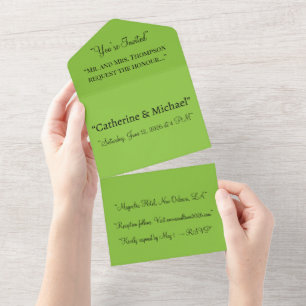 Lime Green All In One Wedding Invitation – Bright