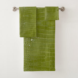 Lime Green Alligator Skin Bath Towel Set