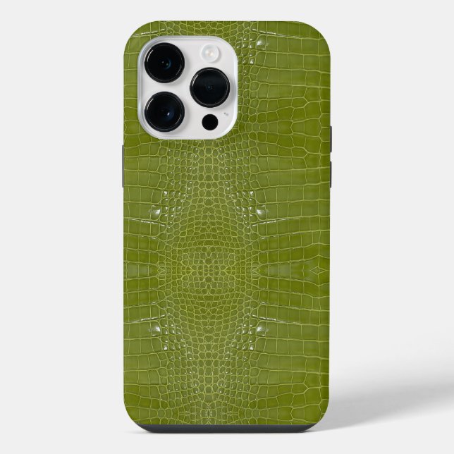 Lime Green Alligator Texture Print iPhone Case (Back)
