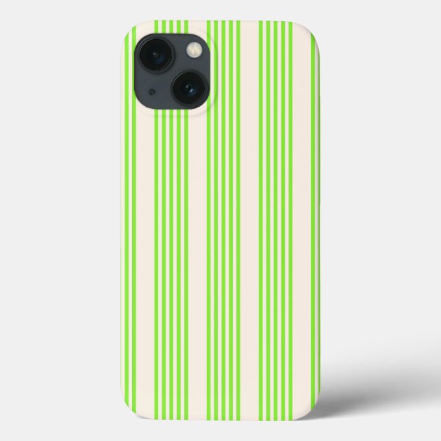 Lime green and beige five stripes pattern Case-Mate iPhone case (Back)