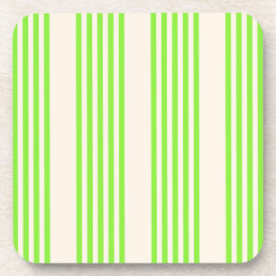 Lime green and beige five stripes pattern coaster