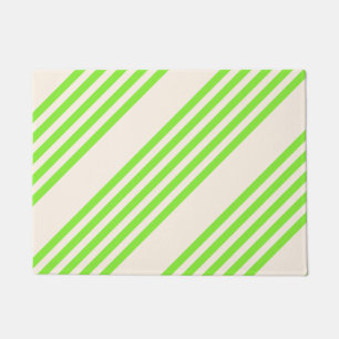 Lime green and beige five stripes pattern doormat
