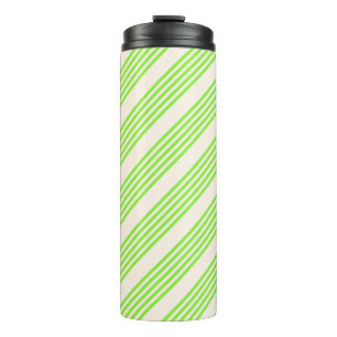 Lime green and beige five stripes pattern thermal tumbler