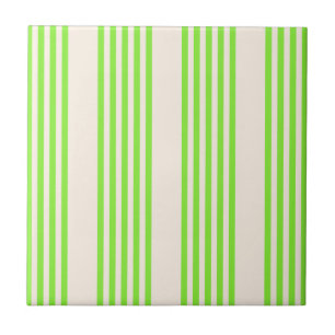 Lime green and beige five stripes pattern tile