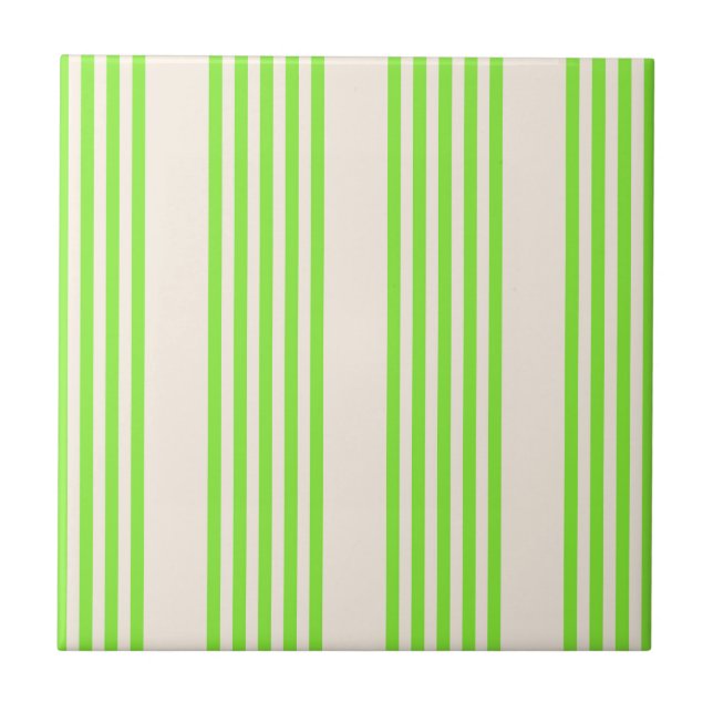 Lime green and beige five stripes pattern tile (Front)