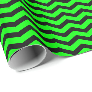 Lime Green and Black Chevron Stripe Wrapping Paper