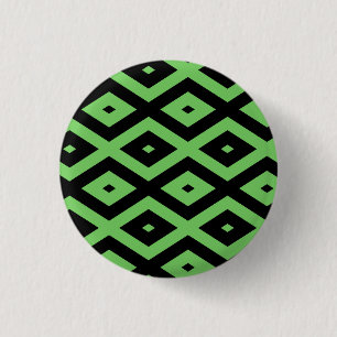 Lime green and black diamond pattern 1 inch round button