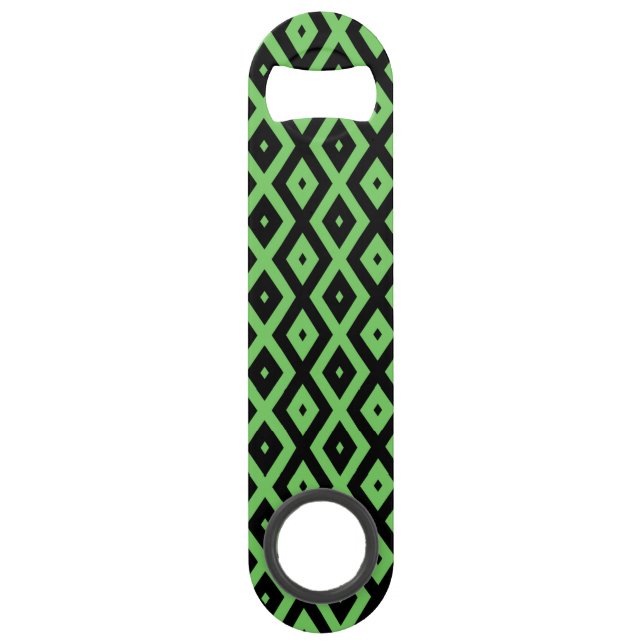 Lime green and black diamond pattern bar key (Front)
