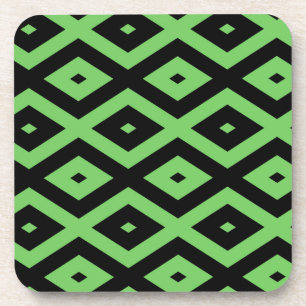 Lime green and black diamond pattern coaster