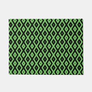 Lime green and black diamond pattern doormat
