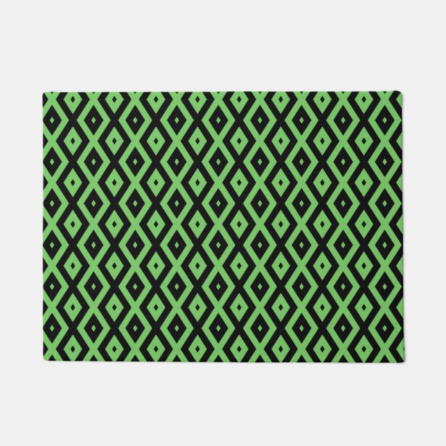 Lime green and black diamond pattern doormat (Front)