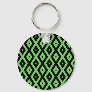 Lime green and black diamond pattern keychain