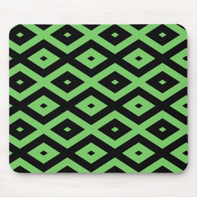Lime green and black diamond pattern mouse pad (Front)