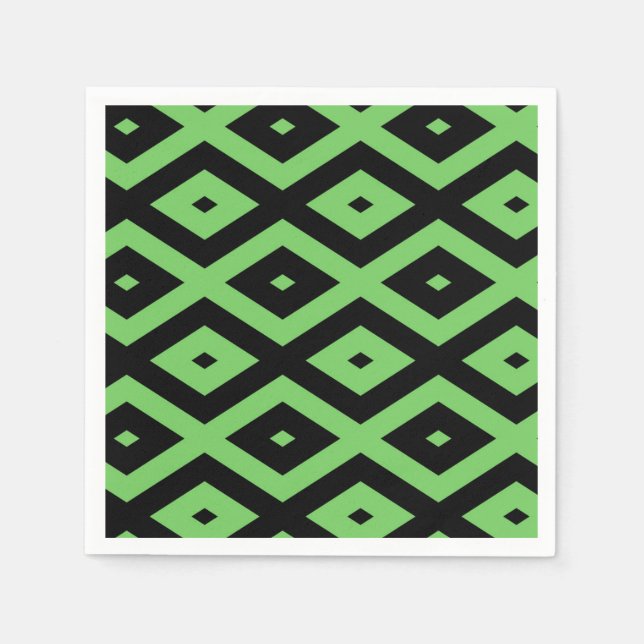 Lime green and black diamond pattern napkin (Front)
