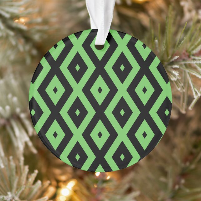 Lime green and black diamond pattern ornament (Tree)