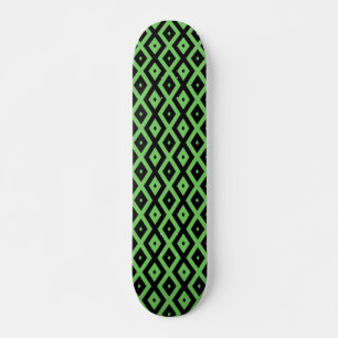 Lime green and black diamond pattern skateboard