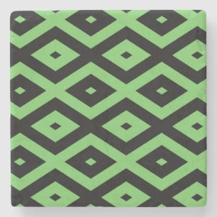Lime green and black diamond pattern stone coaster