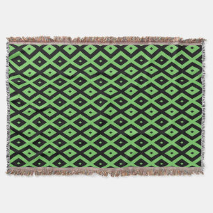 Lime green and black diamond pattern throw blanket