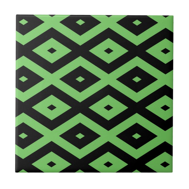Lime green and black diamond pattern tile (Front)