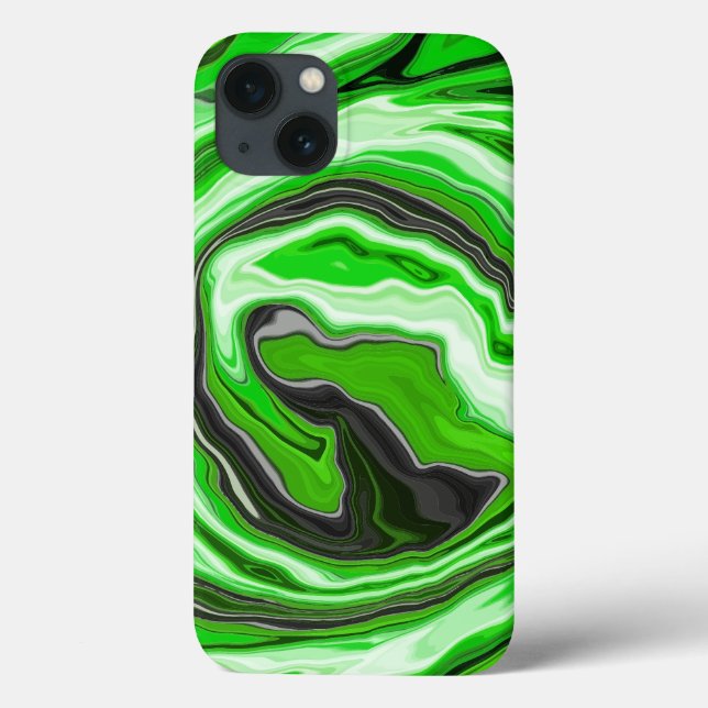 Lime Green and Black Marble like Swirls Fluid Art  Case-Mate iPhone Case (Back)