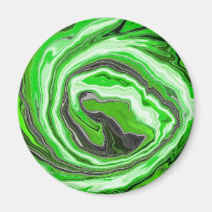Lime Green and Black Marble like Swirls Fluid Art  Magnet