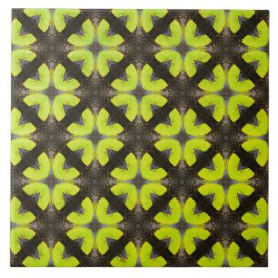 Lime Green and Black Modern Hipster Pattern Tile