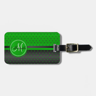 Lime Green and Black Polka Dot Design Luggage Tag
