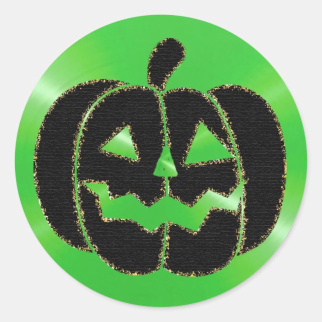 Lime Green and Black Pumpkin Halloween Stickers (Front)
