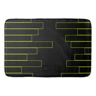 Lime Green and Black Rectangles Bath Mat