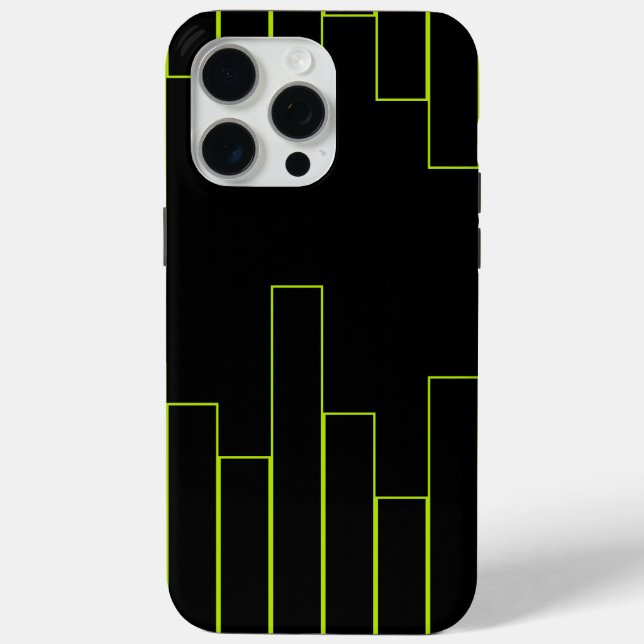 Lime Green and Black Rectangles Case-Mate iPhone Case (Back)