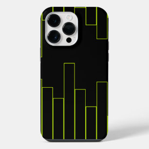 Lime Green and Black Rectangles iPhone 14 Pro Max Case