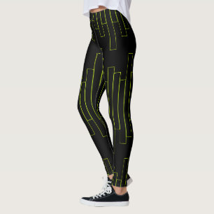 Lime Green and Black Rectangles Leggings