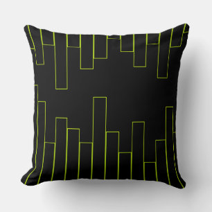 Lime Green and Black Rectangles Throw Pillow