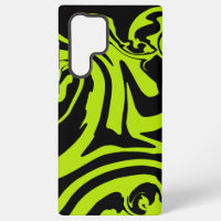 Lime Green and Black retro marble swirl