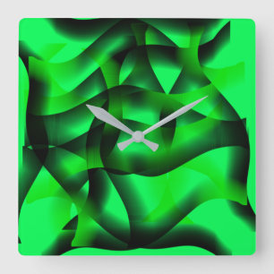 Lime green and black ripples, with some shadow? square wall clock